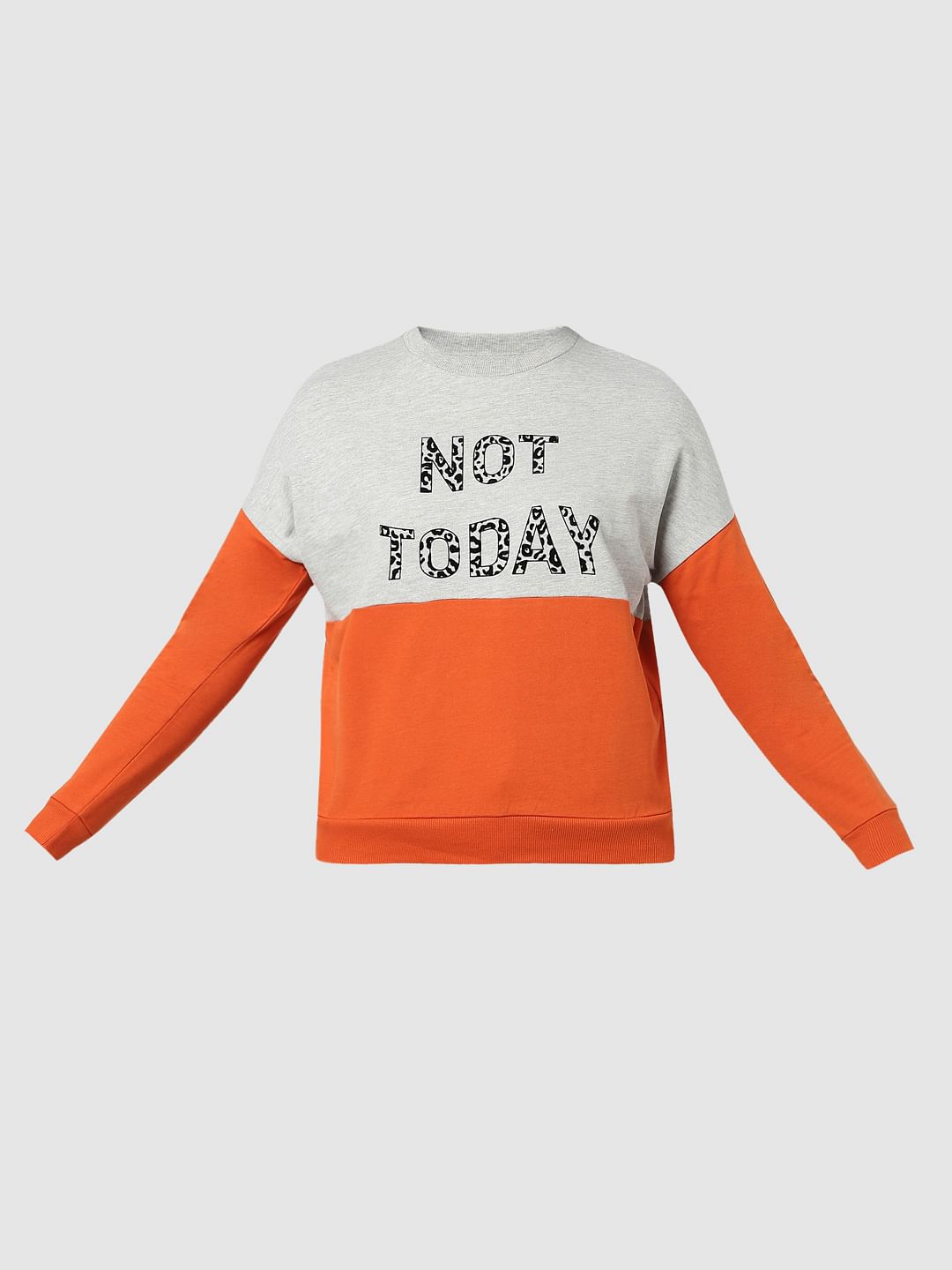 Orange Colourblocked Sweatshirt