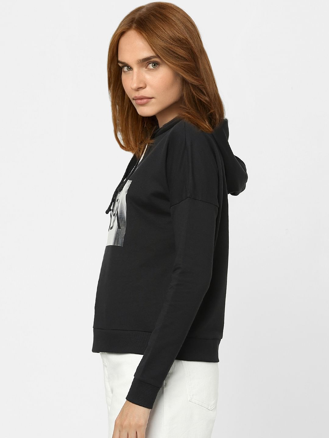 Black Printed Hooded Sweatshirt