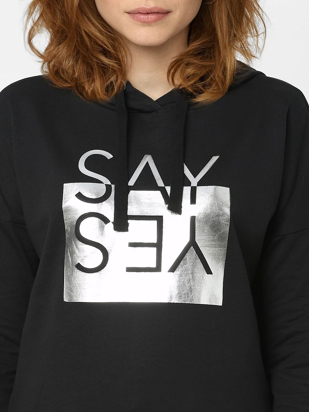 Black Printed Hooded Sweatshirt