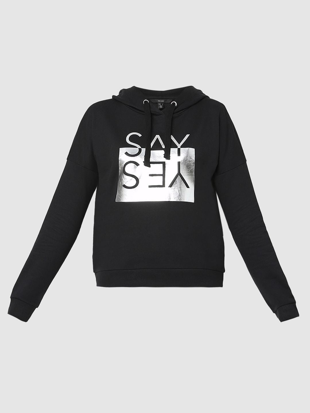 Black Printed Hooded Sweatshirt