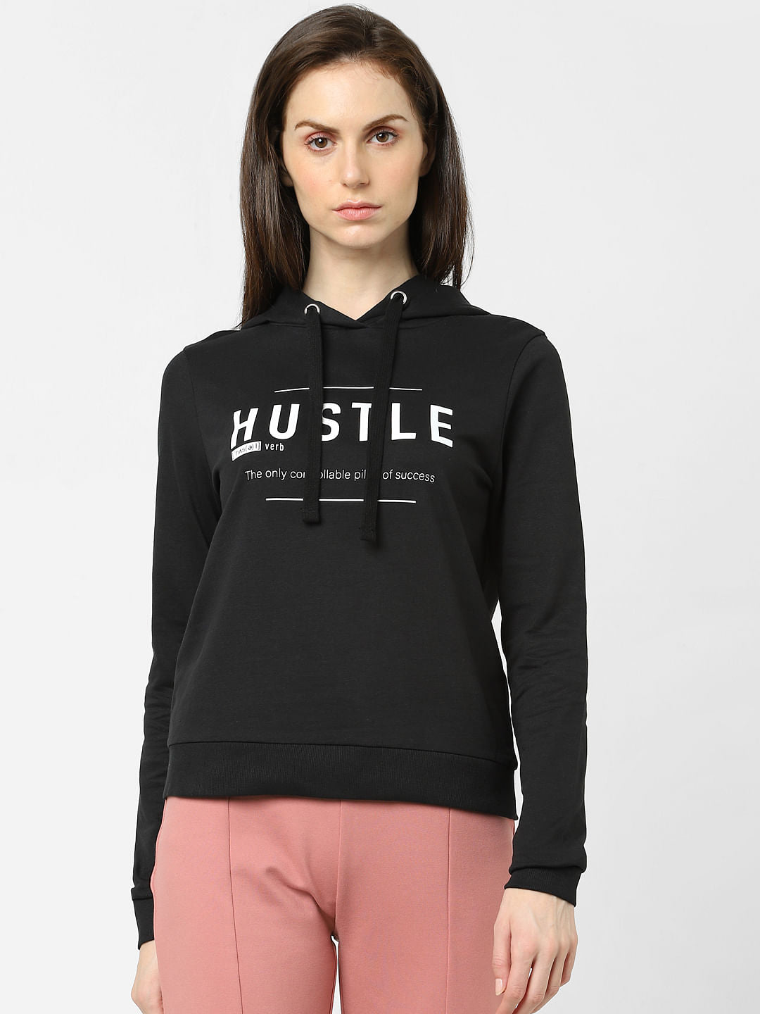 Black Typographic Print Sweatshirt