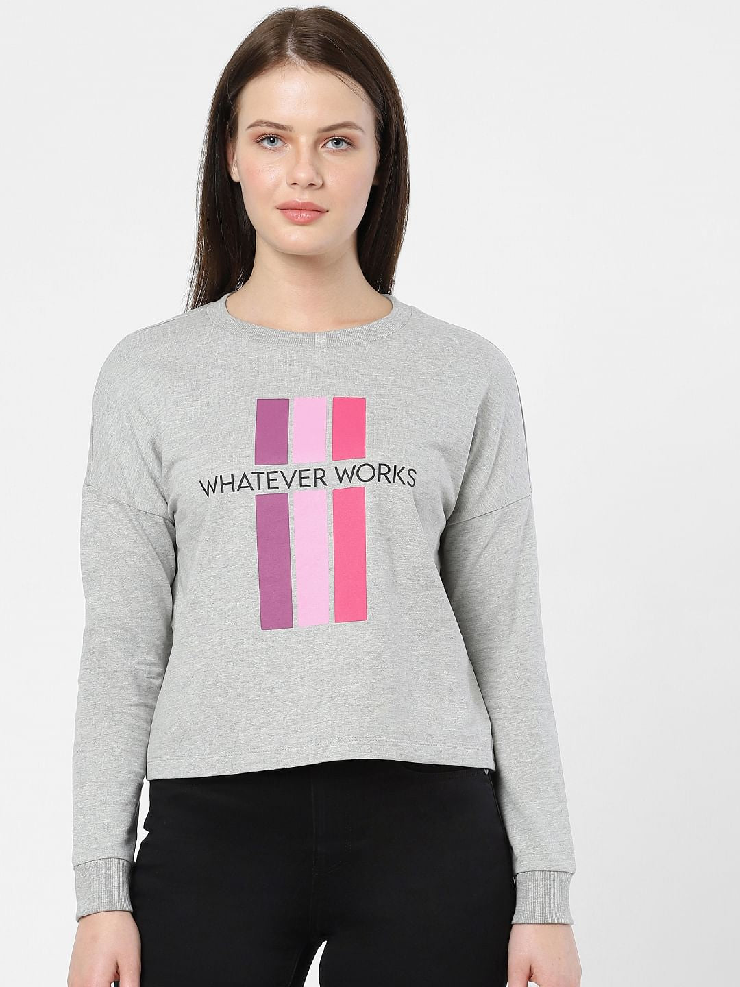 Light Grey Text Print Sweatshirt