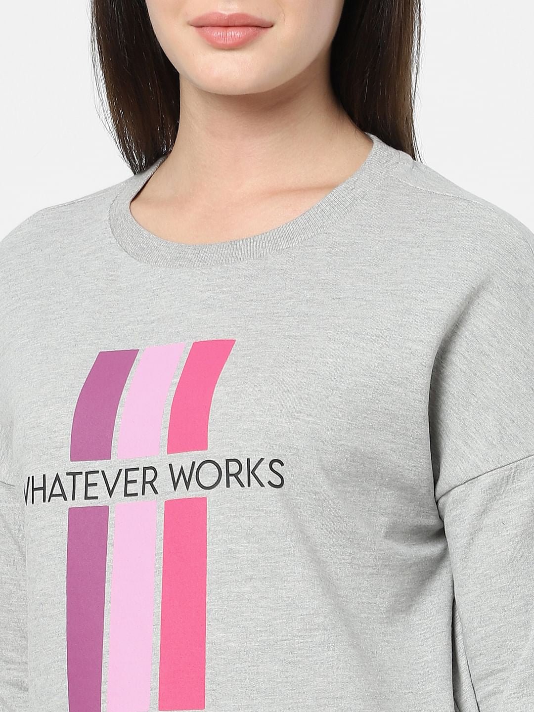 Light Grey Text Print Sweatshirt