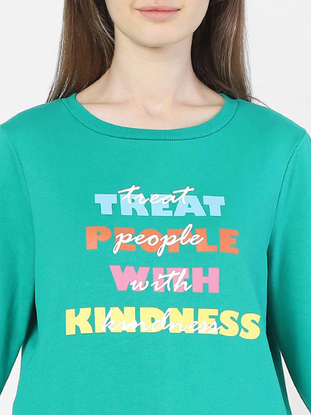Green Text Print Sweatshirt