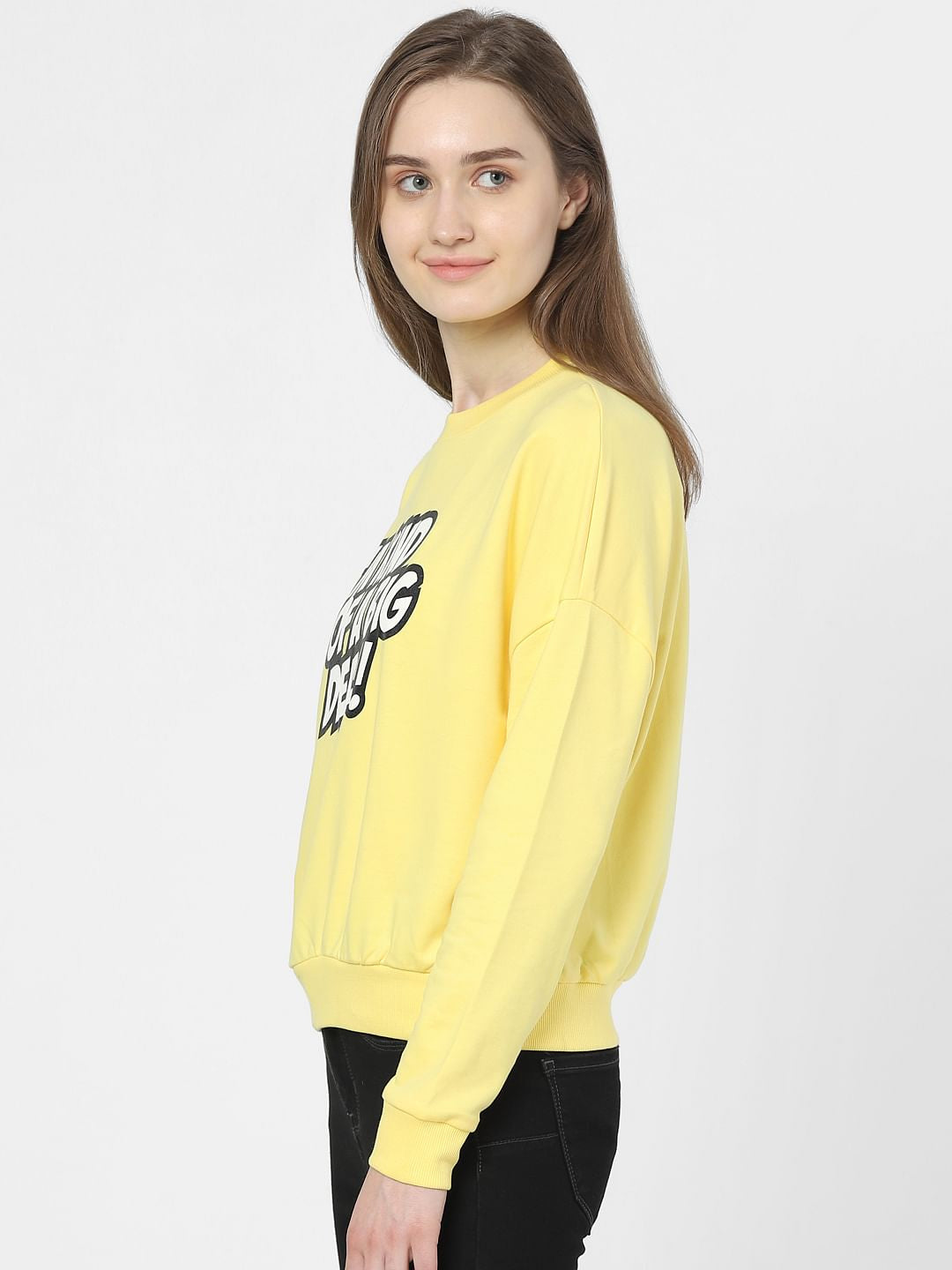 Yellow Typographic Print Sweatshirt