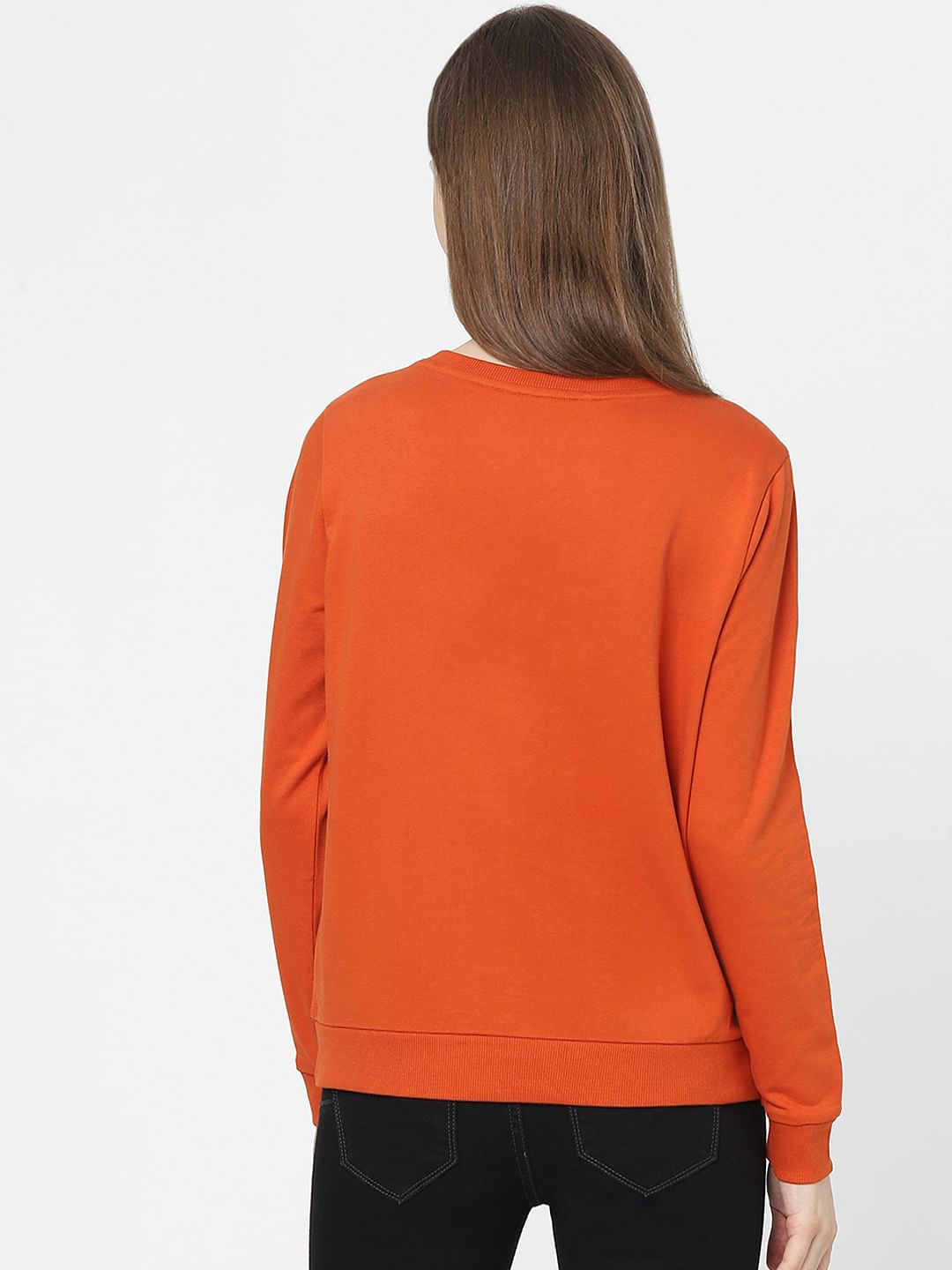 Orange Graphic Print Sweatshirt