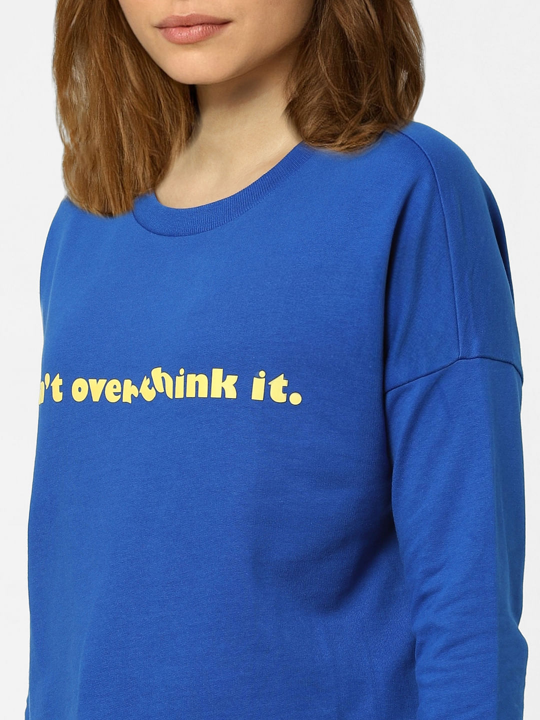 Royal Blue Text Print Sweatshirt