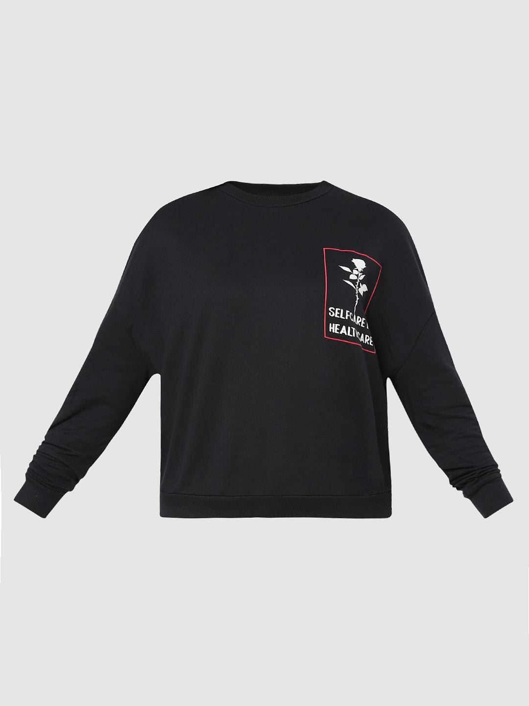 Black Slogan Print Sweatshirt