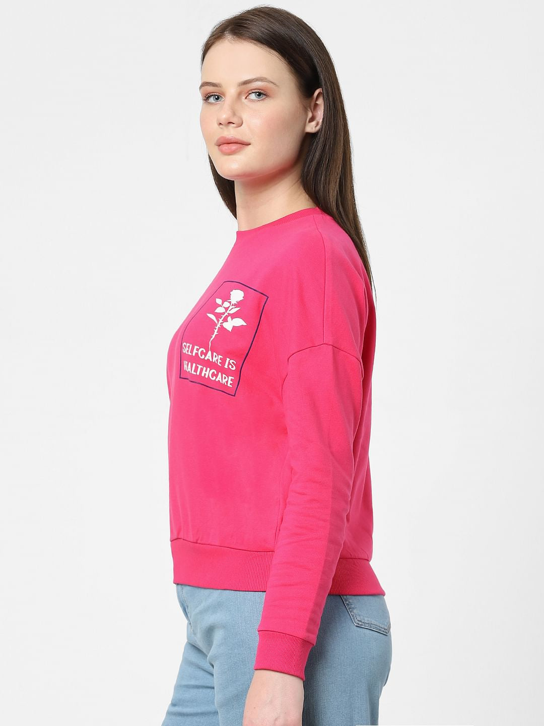Fuchsia Graphic Print Sweatshirt