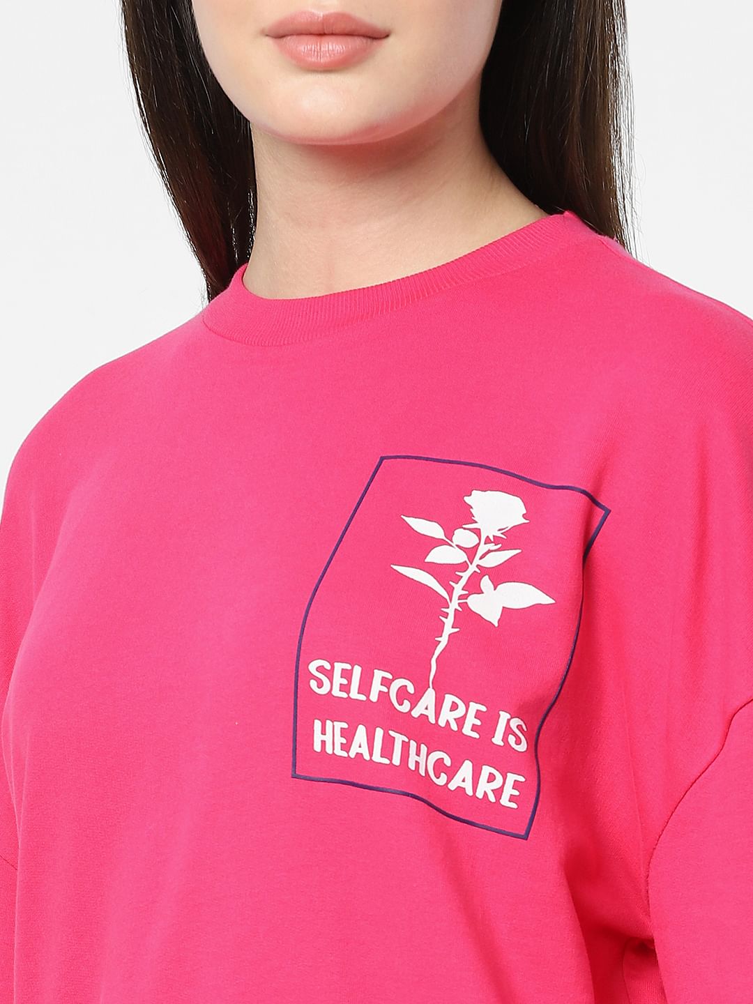 Fuchsia Graphic Print Sweatshirt