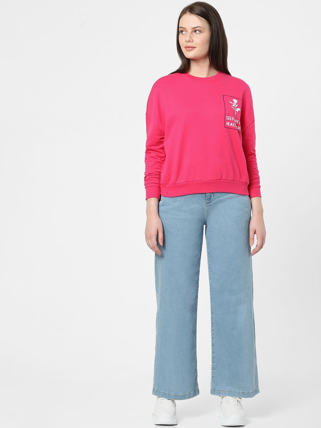 Fuchsia Graphic Print Sweatshirt