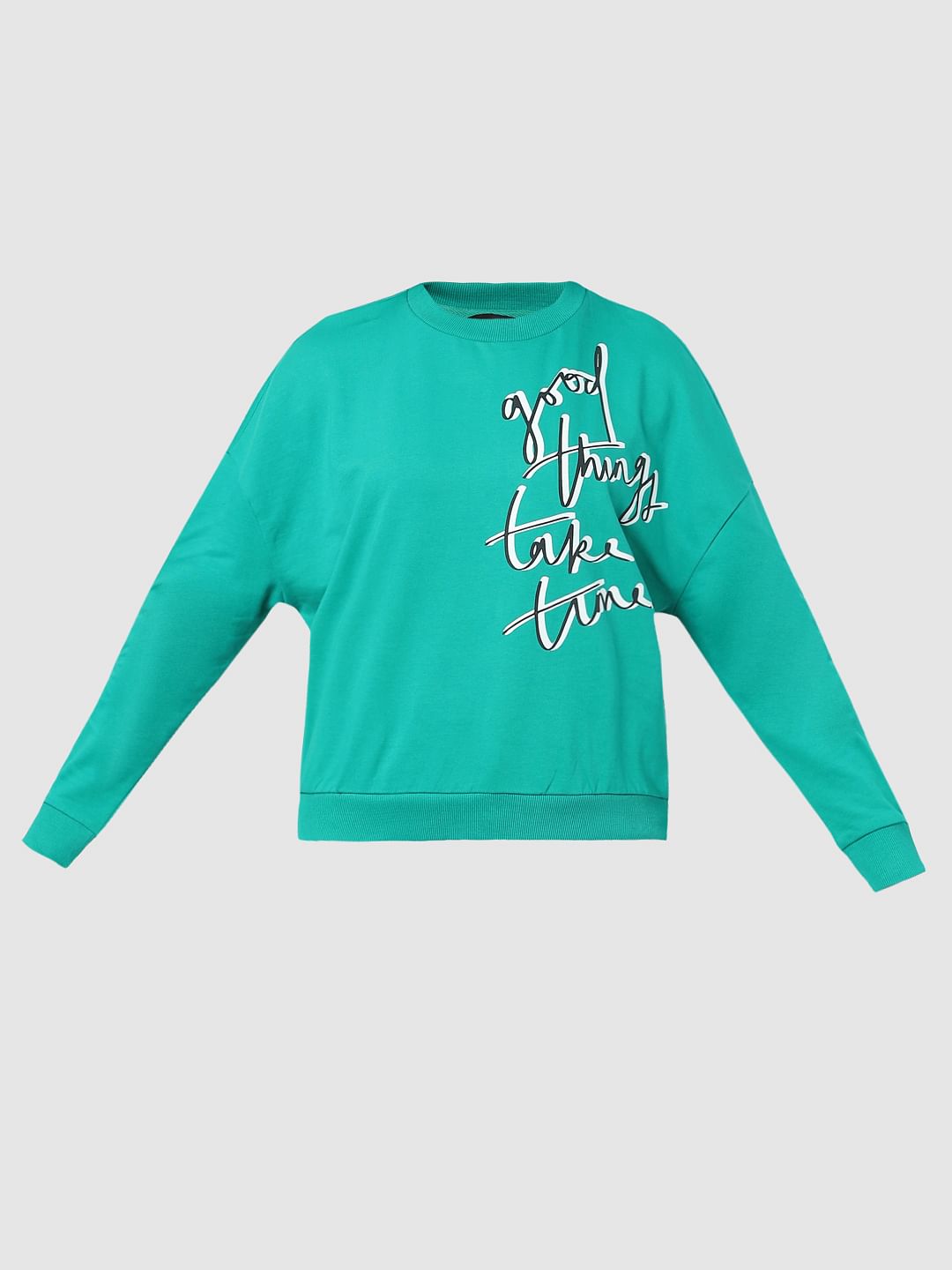 Green Typographic Print Sweatshirt