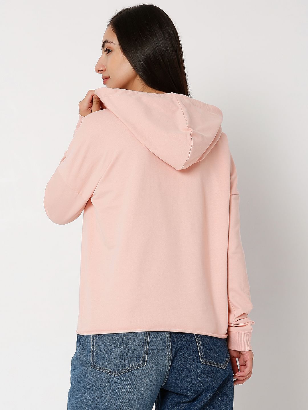 Coral Pink Typographic Print Sweatshirt