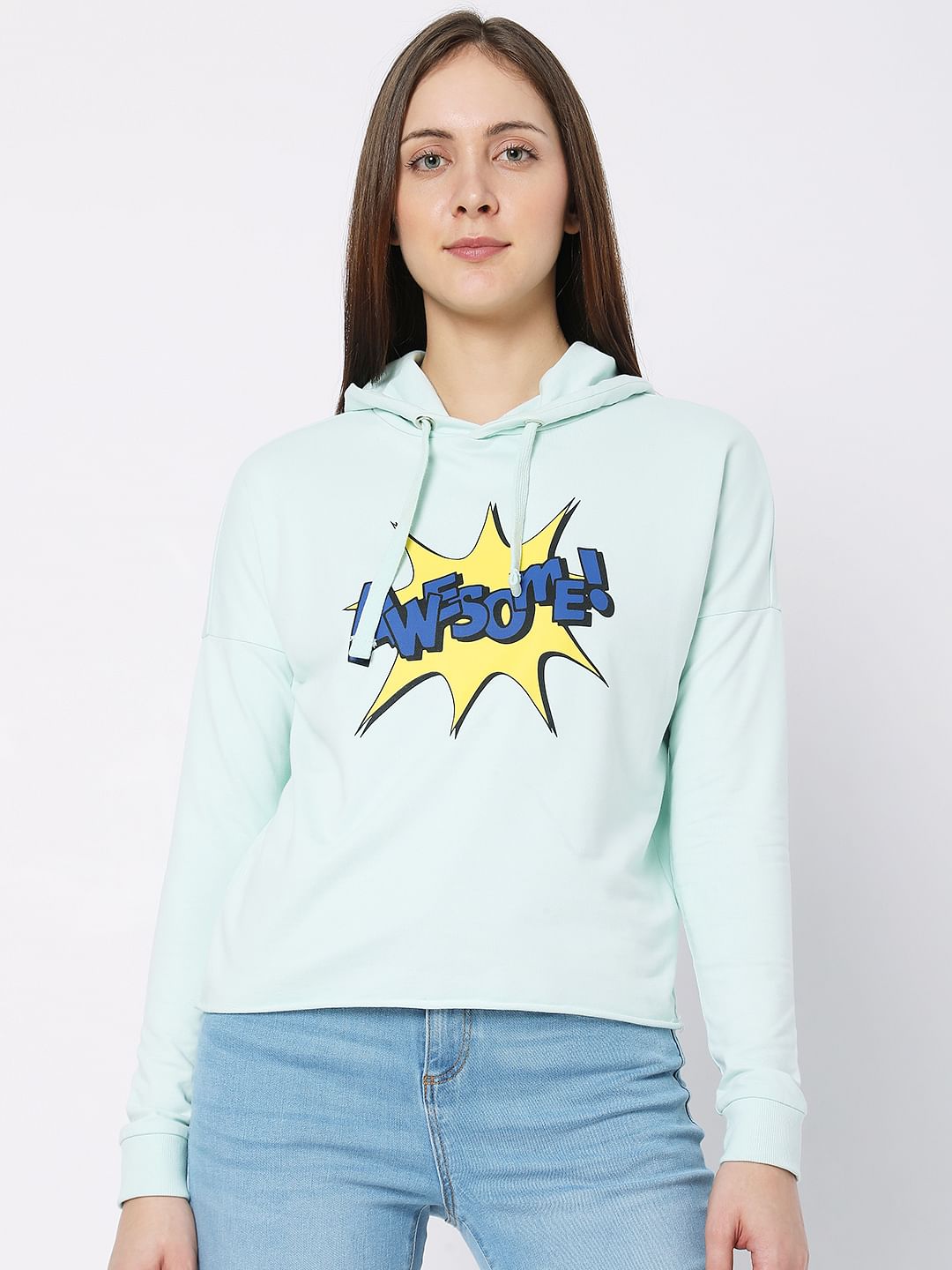 Blue Typographic Print Sweatshirt