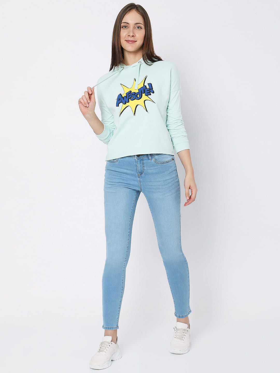 Blue Typographic Print Sweatshirt