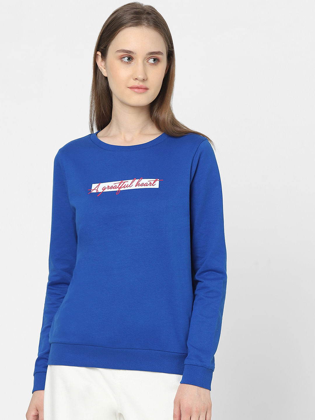 Blue Typographic Print Sweatshirt