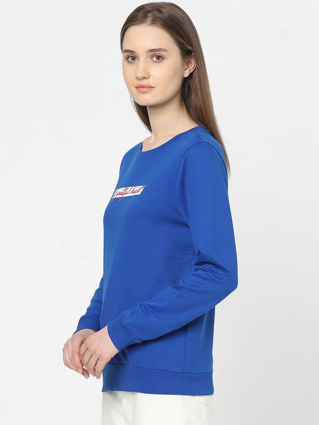 Blue Typographic Print Sweatshirt