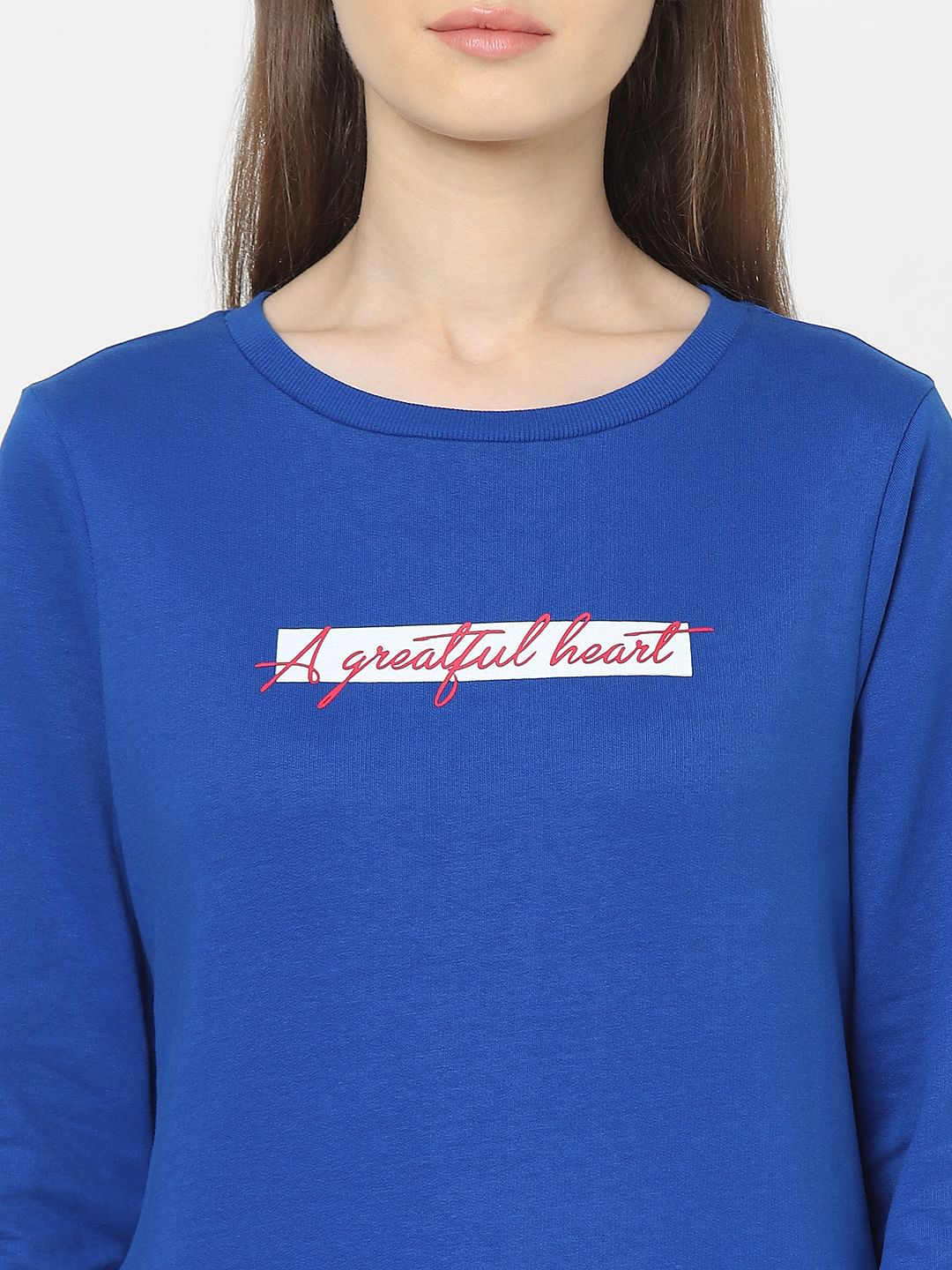 Blue Typographic Print Sweatshirt