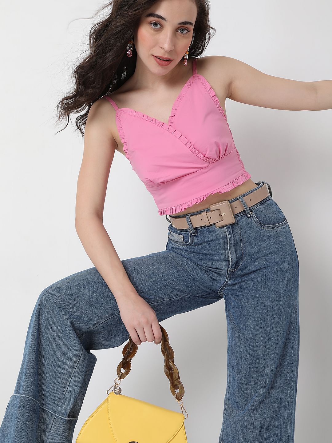 Pink Strappy Crop Top
