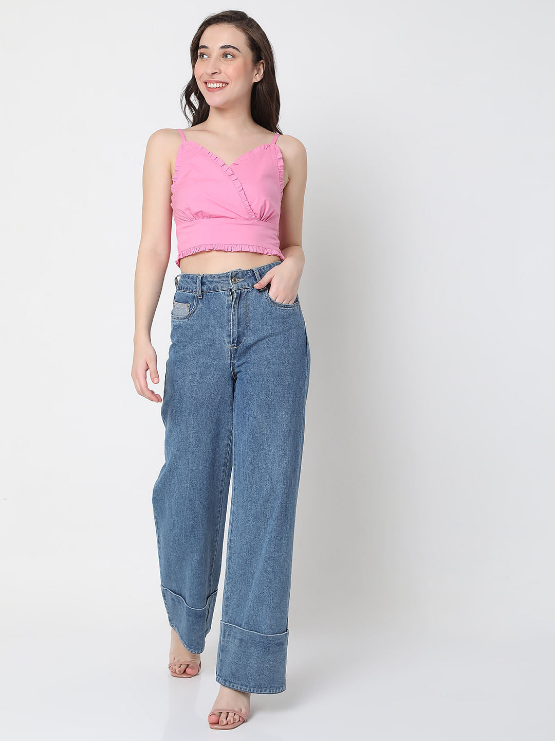 Pink Strappy Crop Top