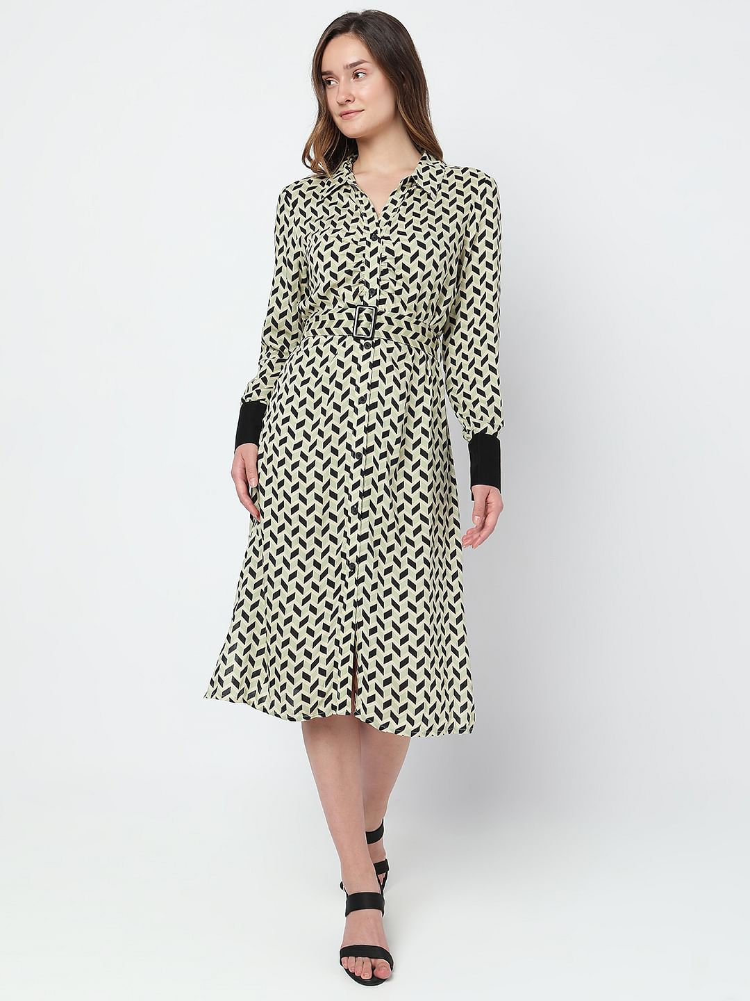 Off-White Printed Shirt Dress