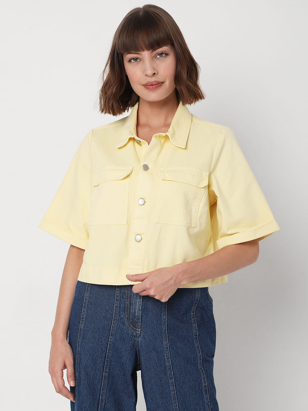 Yellow Cropped Shirt