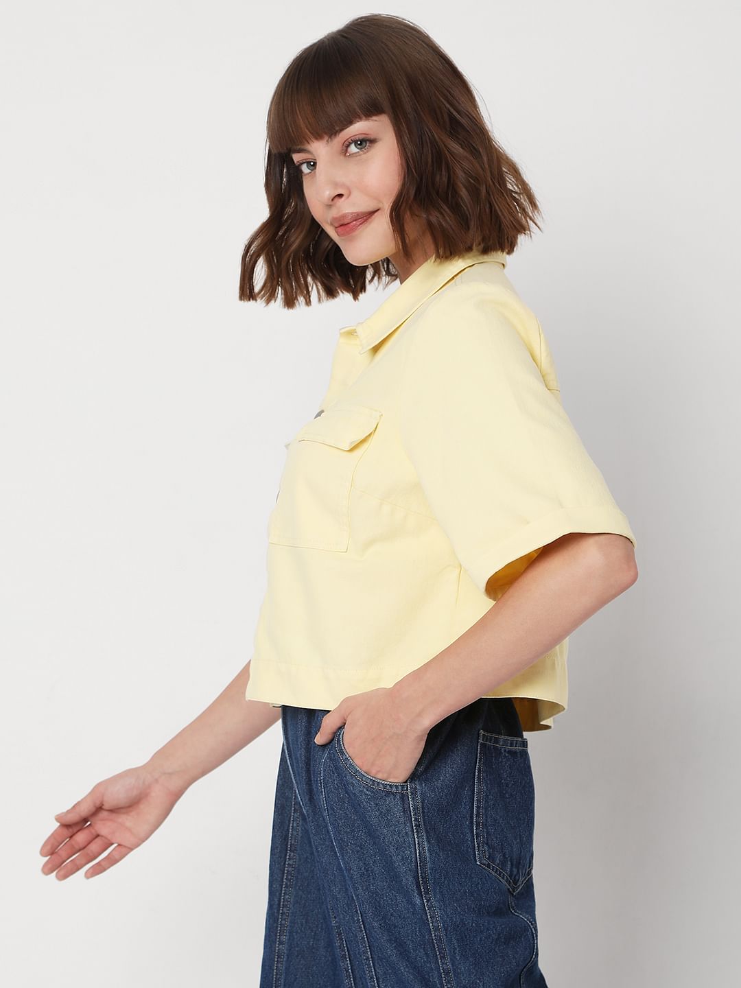 Yellow Cropped Shirt