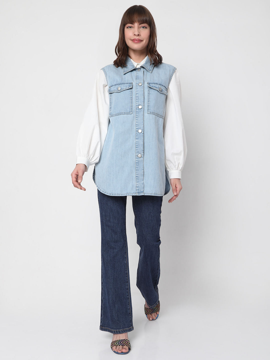 Blue Oversized Denim Vest