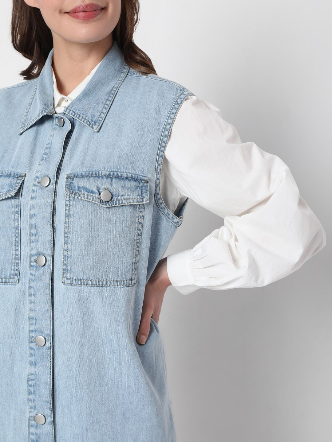Blue Oversized Denim Vest