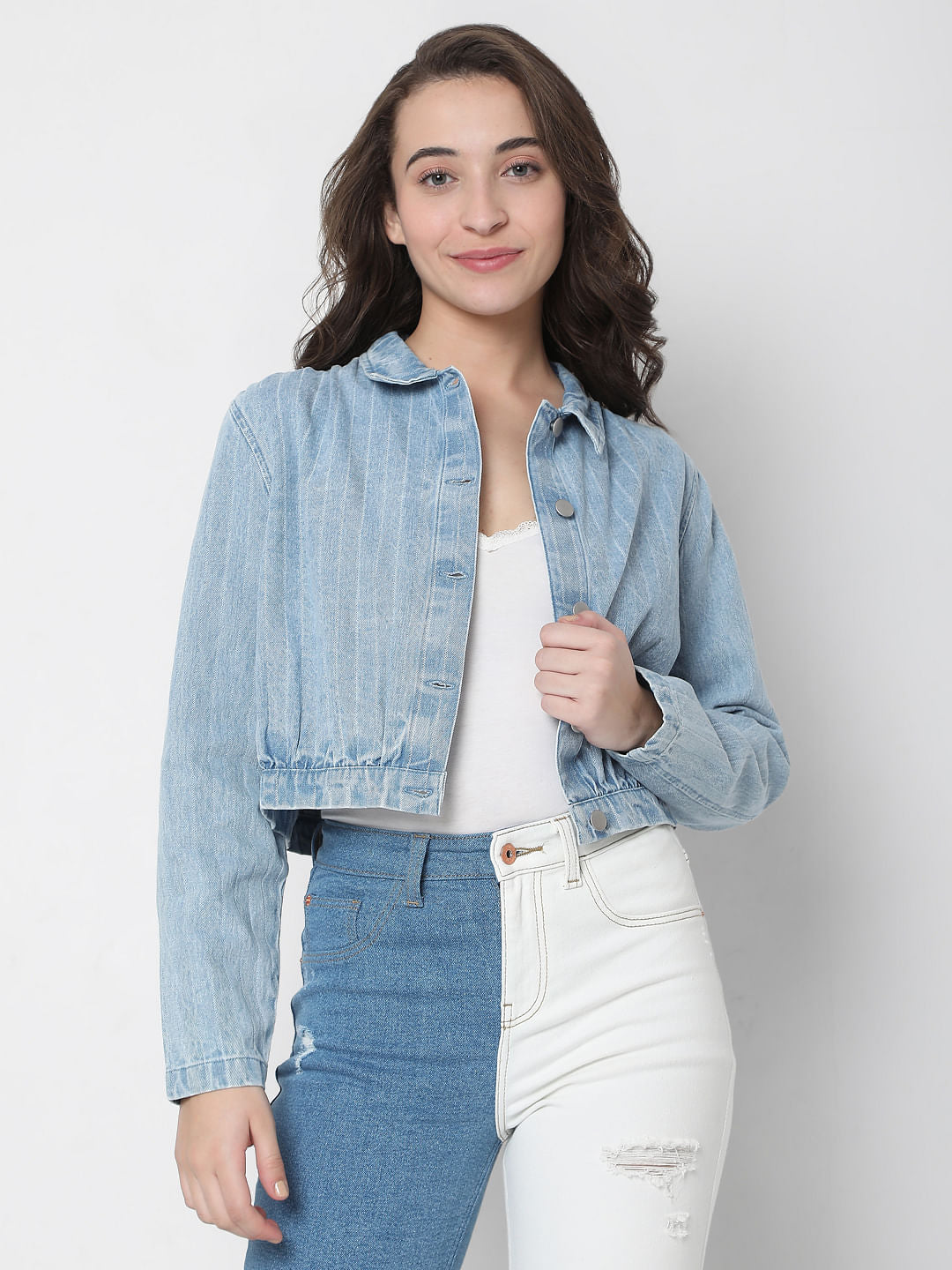 Blue Denim Cropped Jacket