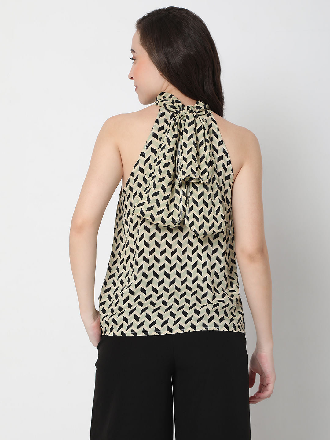 Beige Halter Neck Top