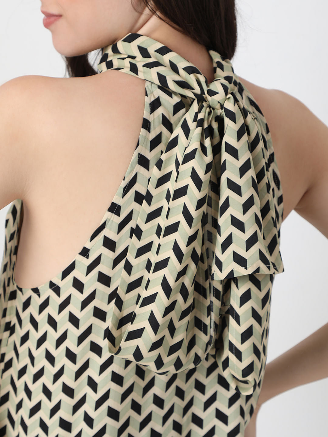 Beige Halter Neck Top