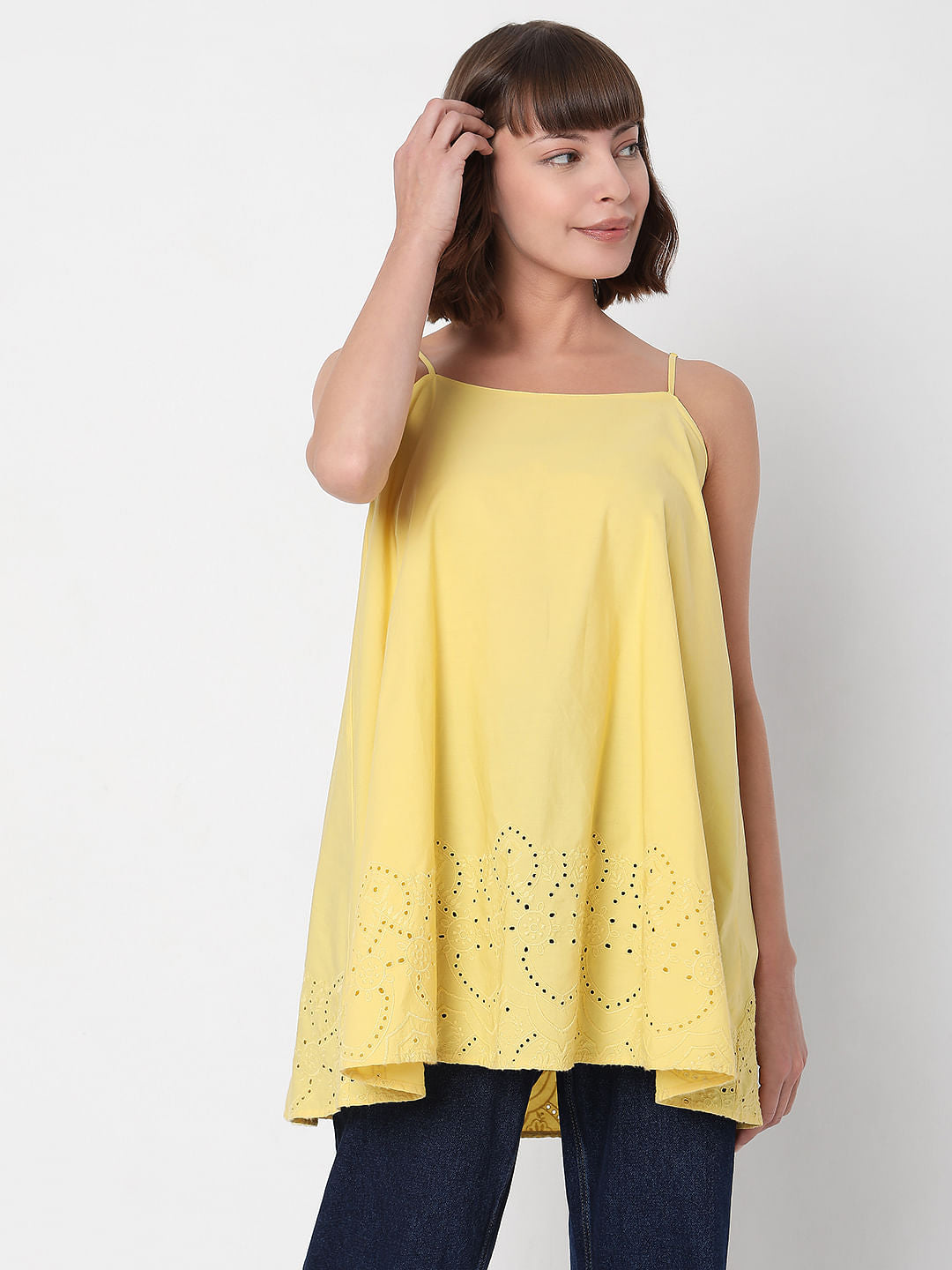 Yellow Schiffli Top