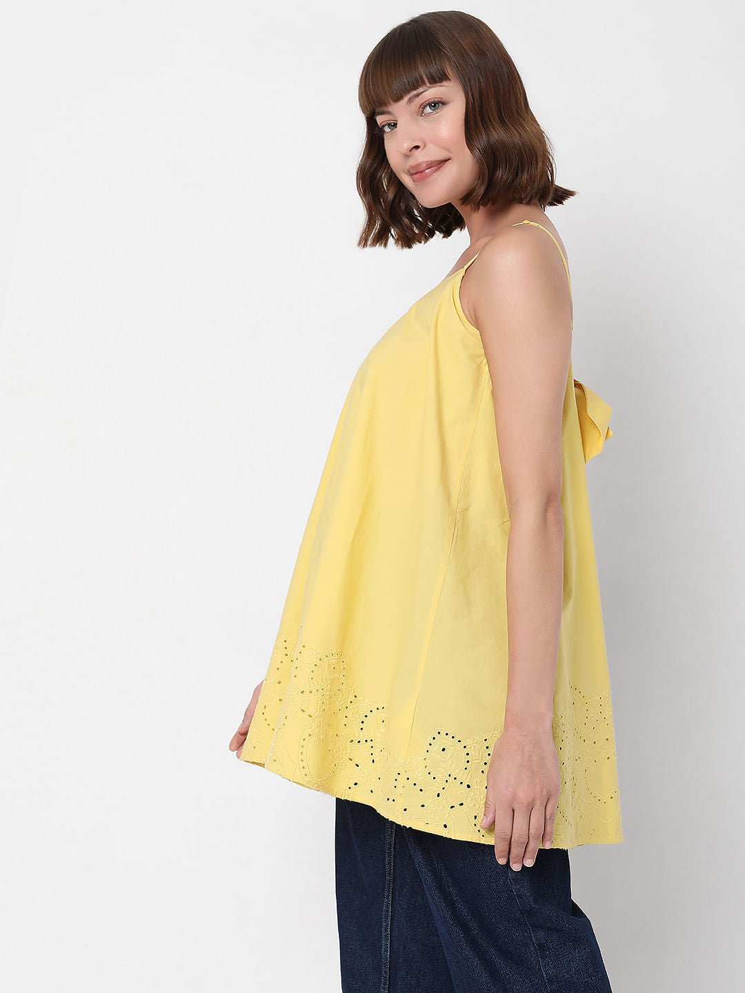 Yellow Schiffli Top