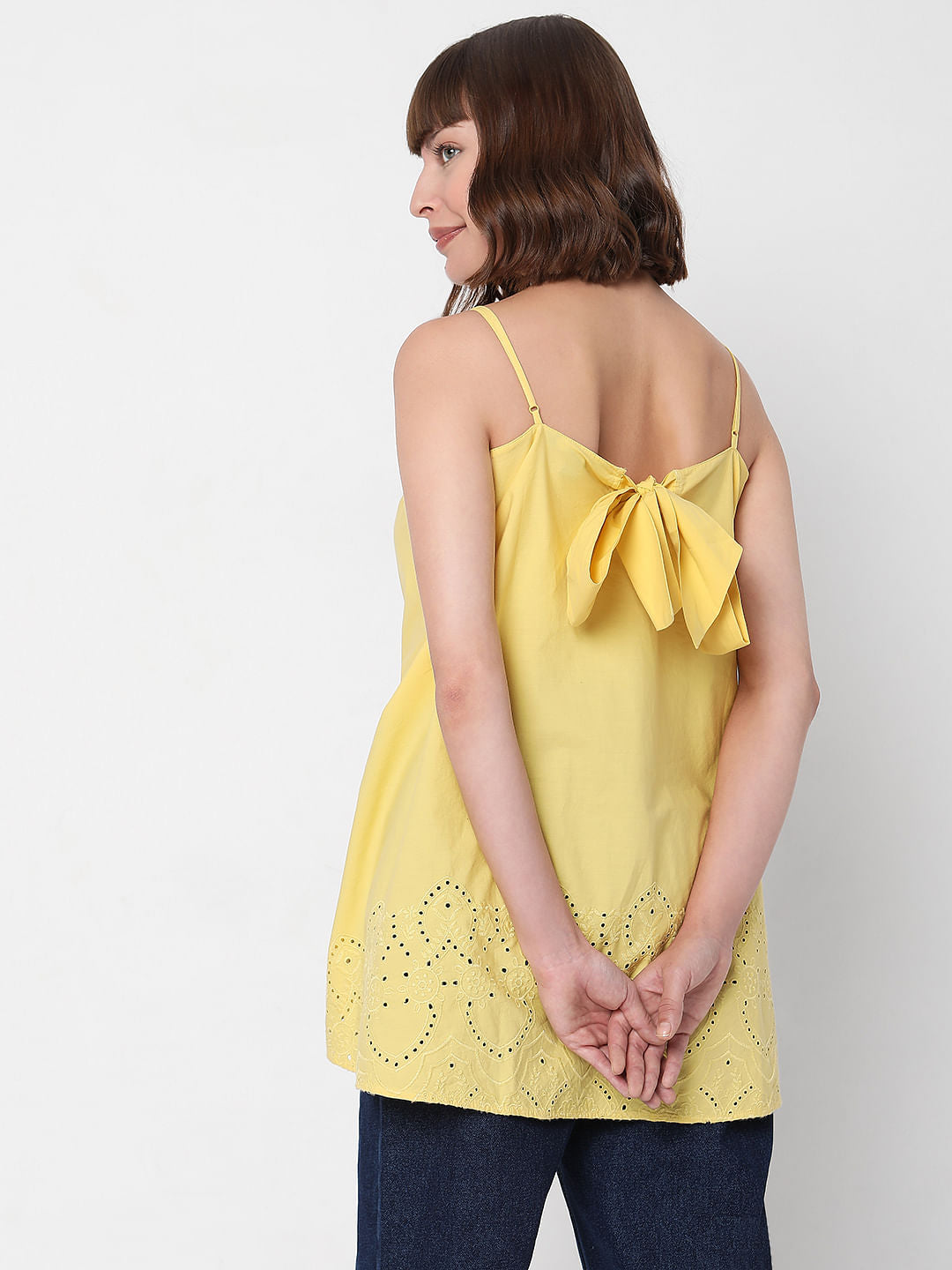 Yellow Schiffli Top