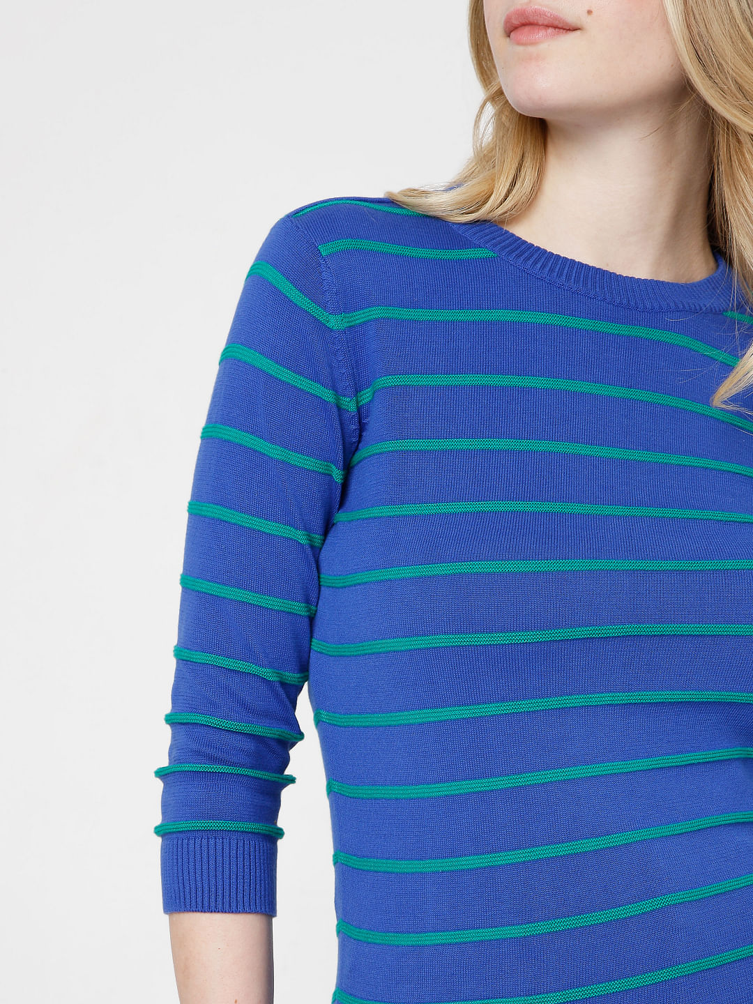 Blue Striped Knit Top