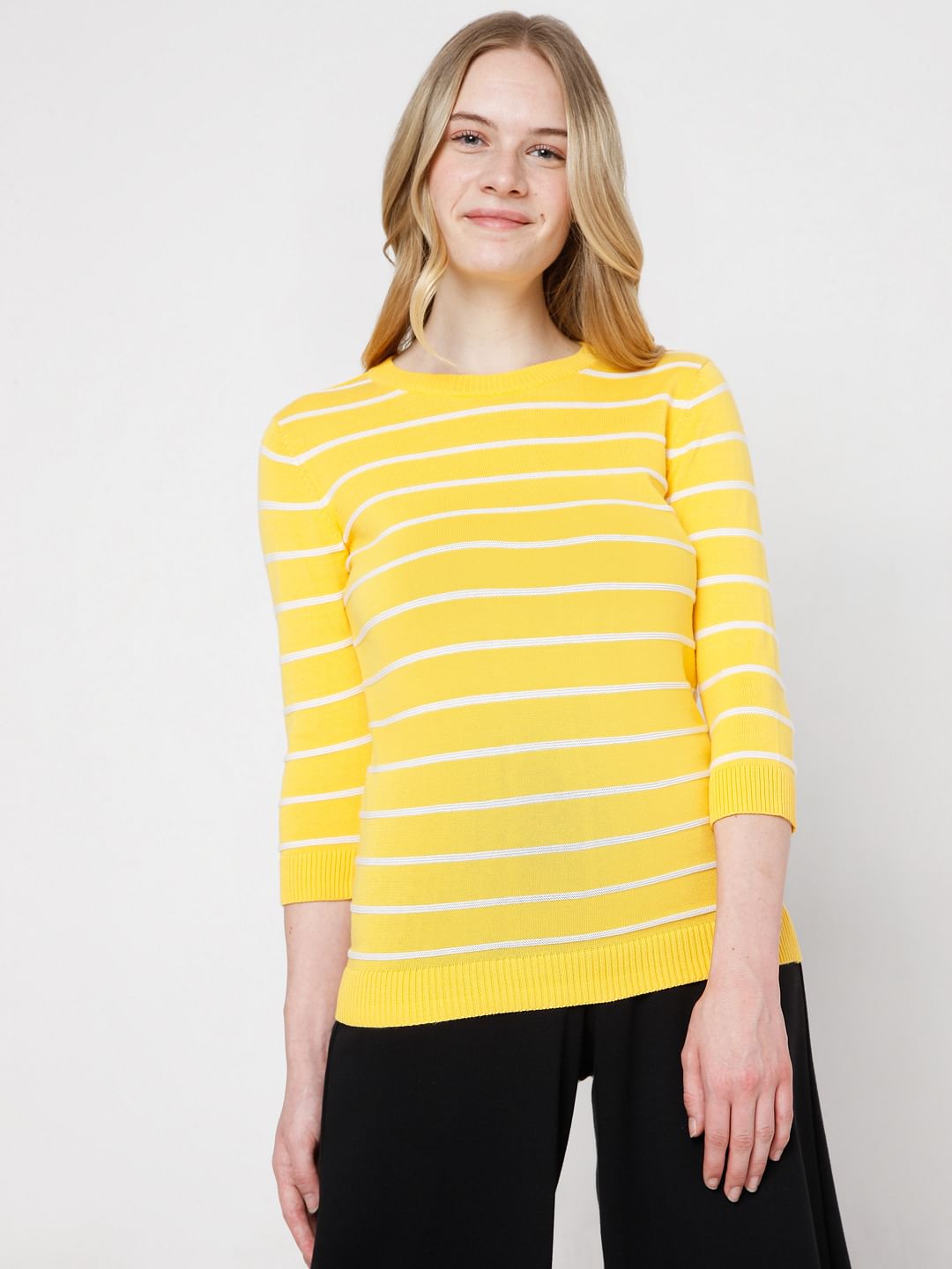 Yellow Striped Pullover