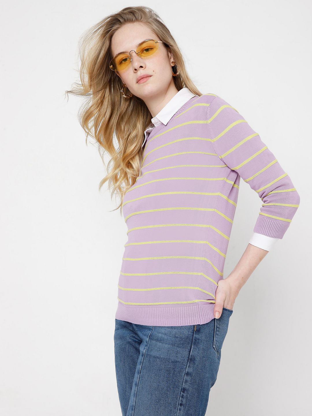 Lilac Purple Striped Pullover