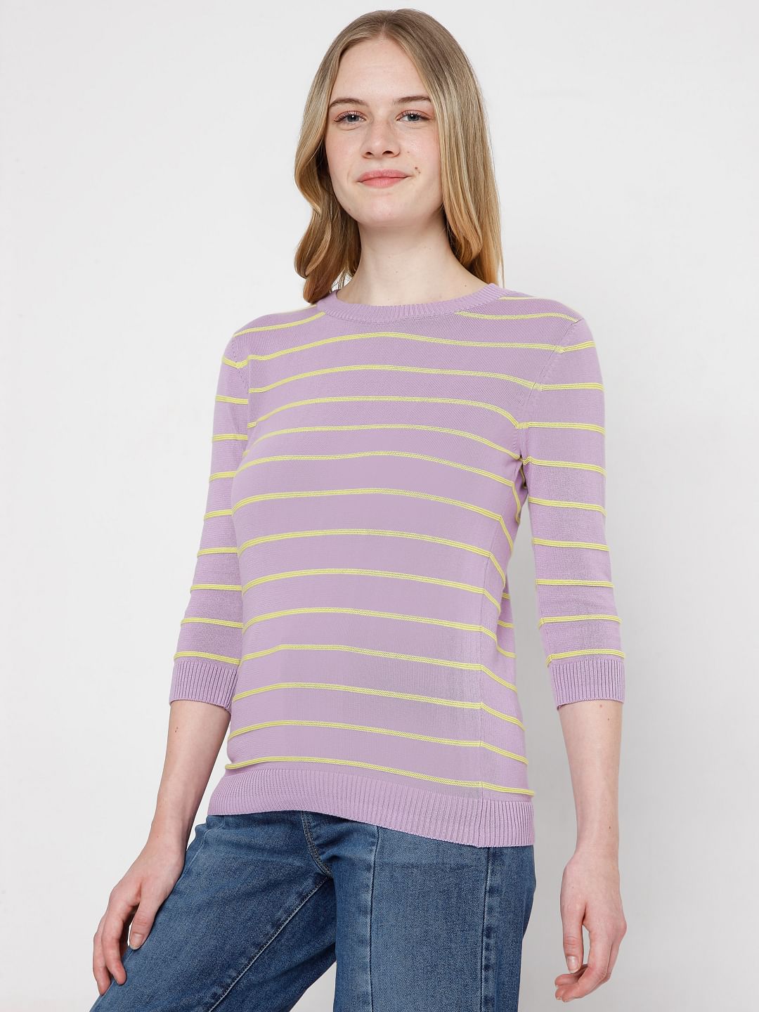 Lilac Purple Striped Pullover