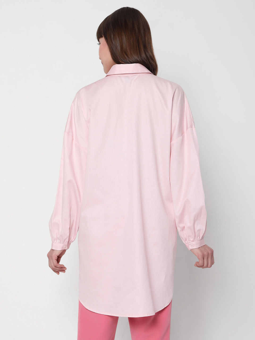 Pink Long Satin Shirt