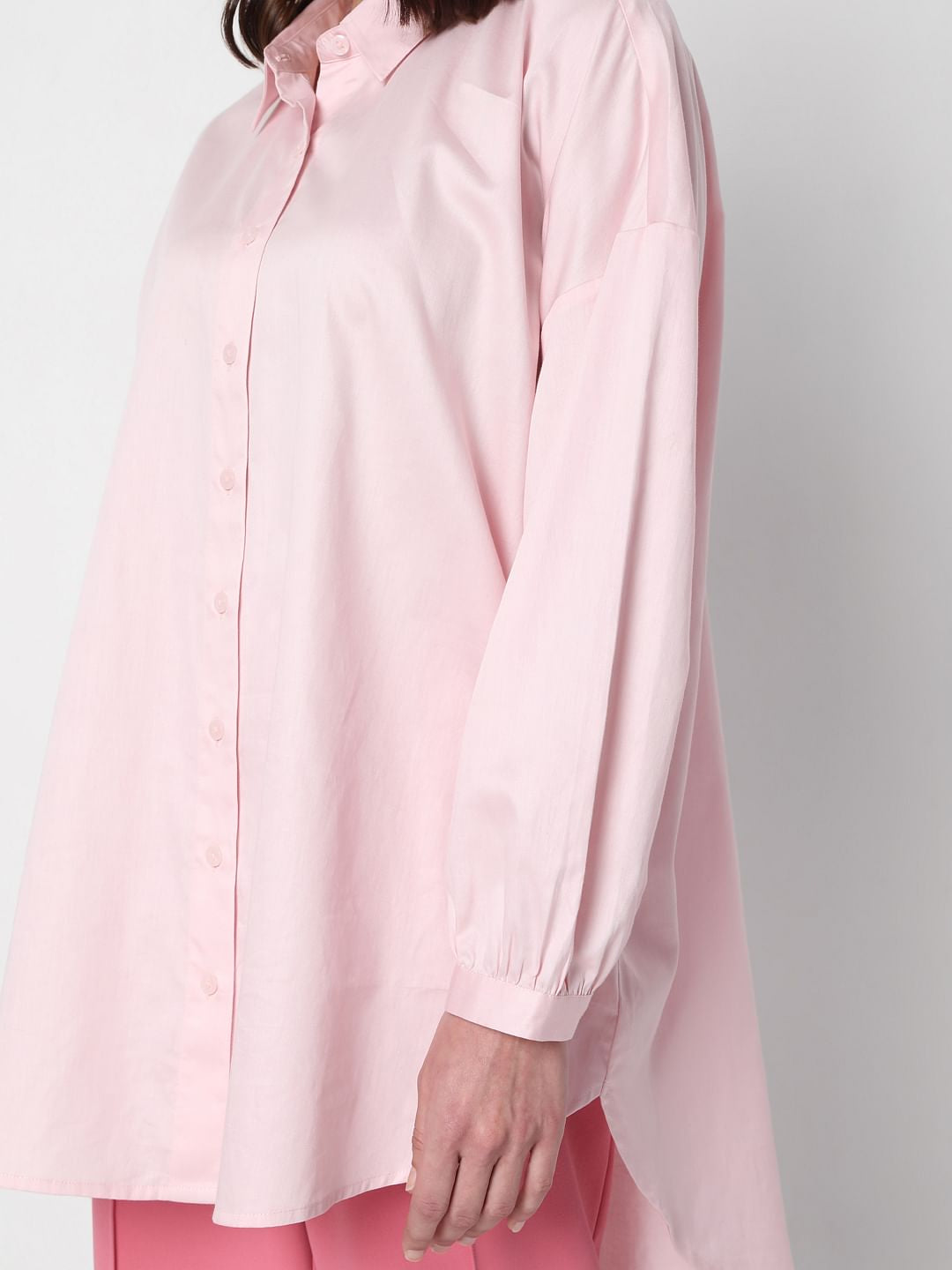 Pink Long Satin Shirt
