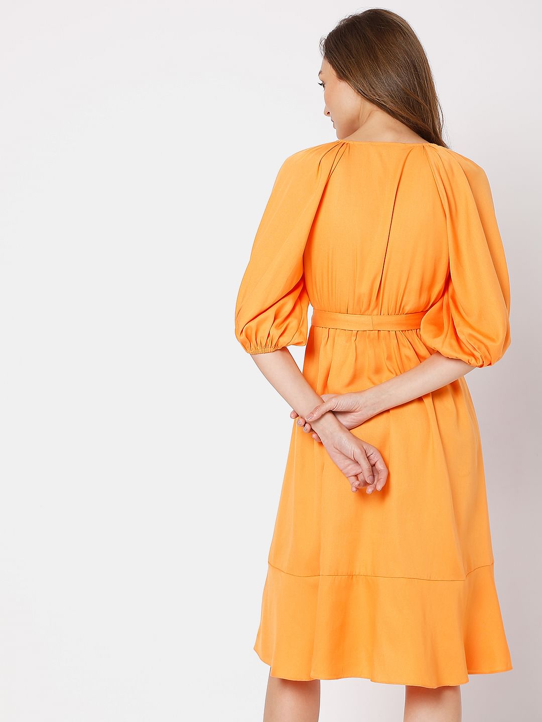 Orange Tiered Midi Dress