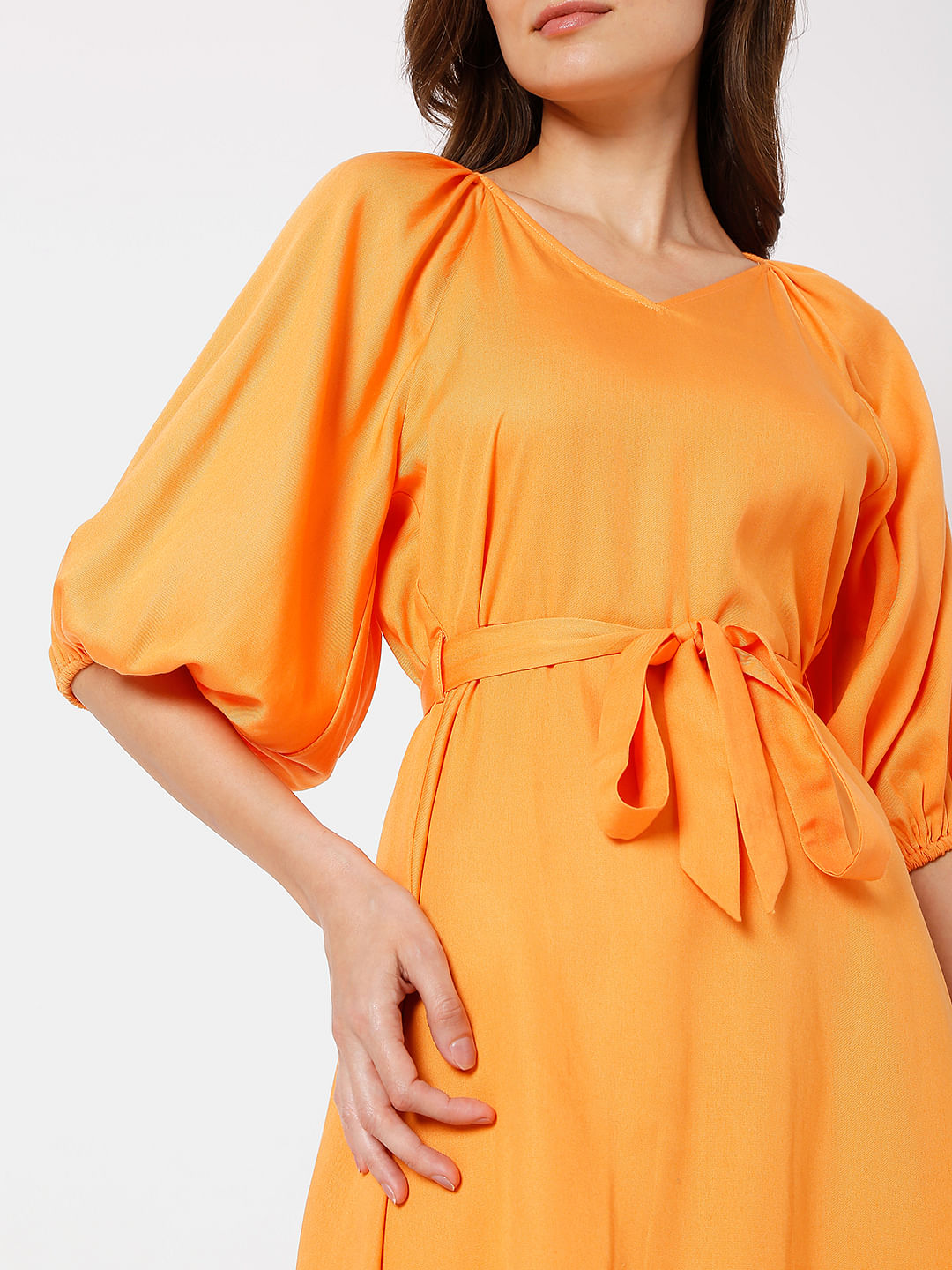 Orange Tiered Midi Dress