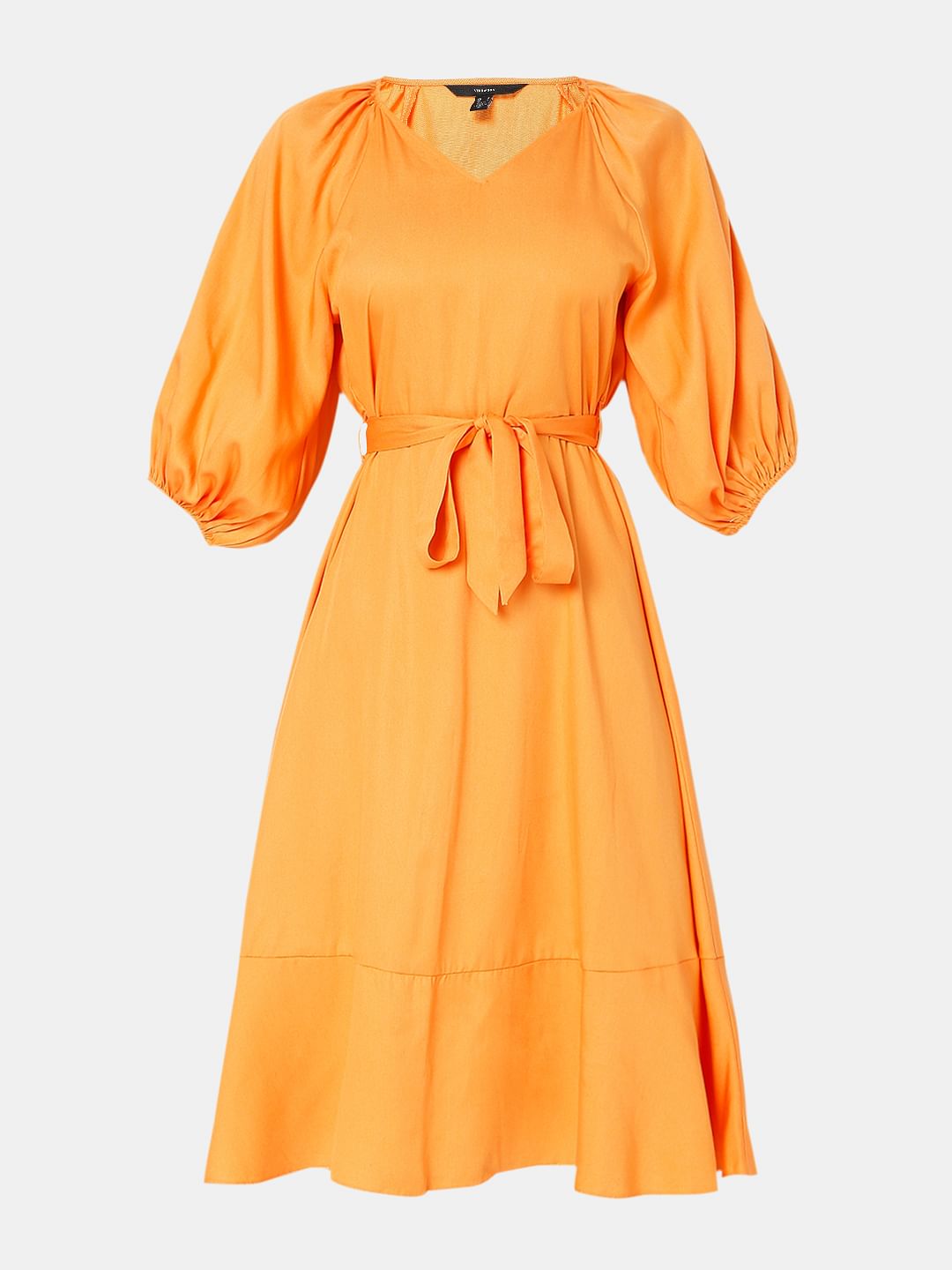 Orange Tiered Midi Dress
