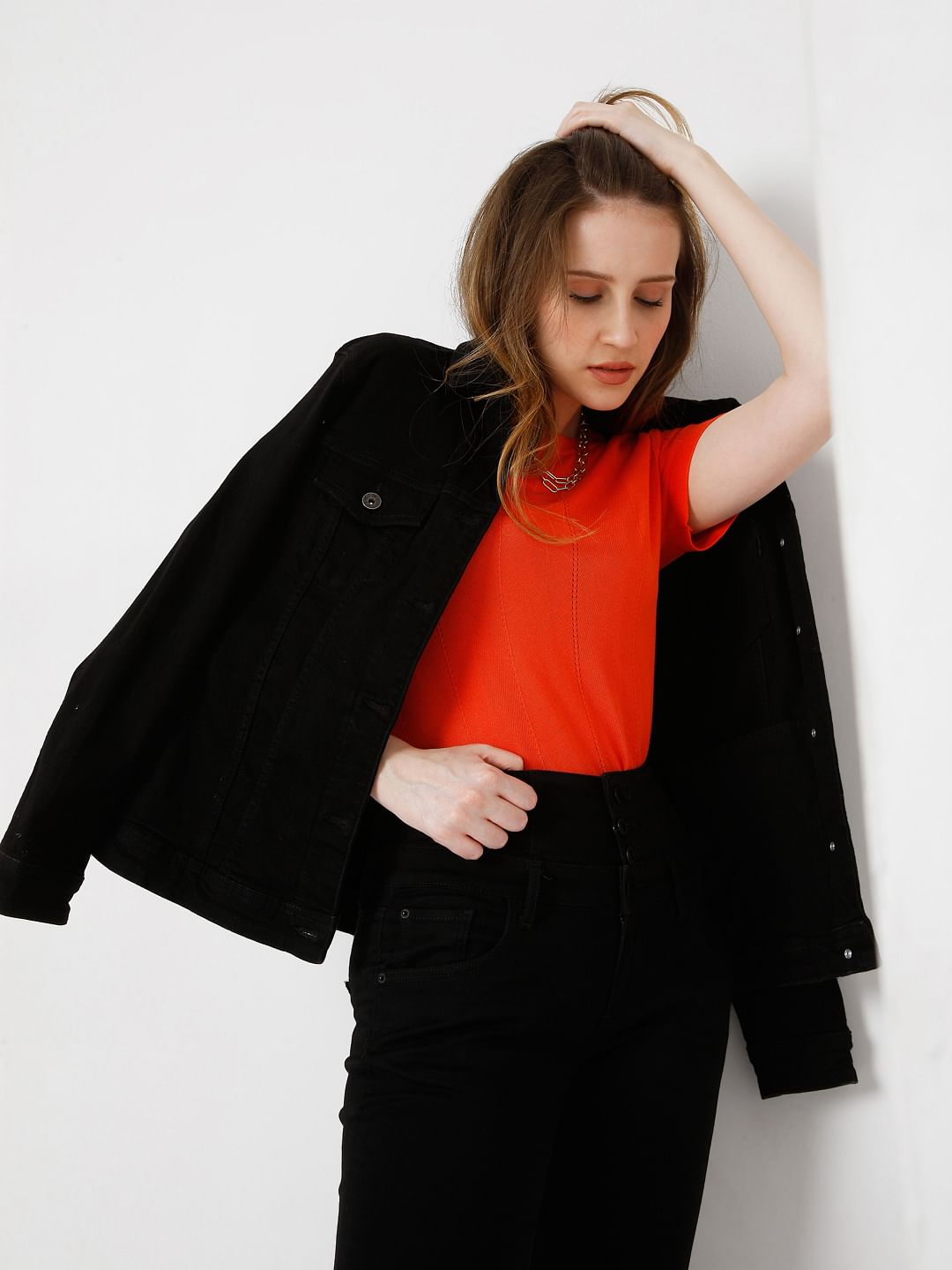 Orange Textured Knit Top