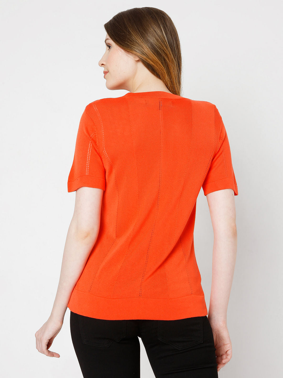 Orange Textured Knit Top
