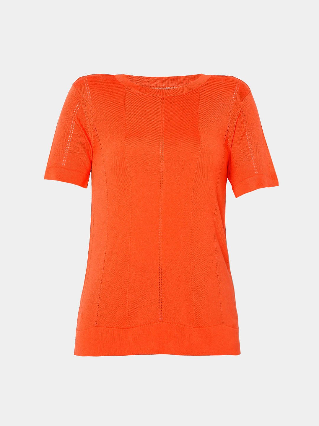 Orange Textured Knit Top