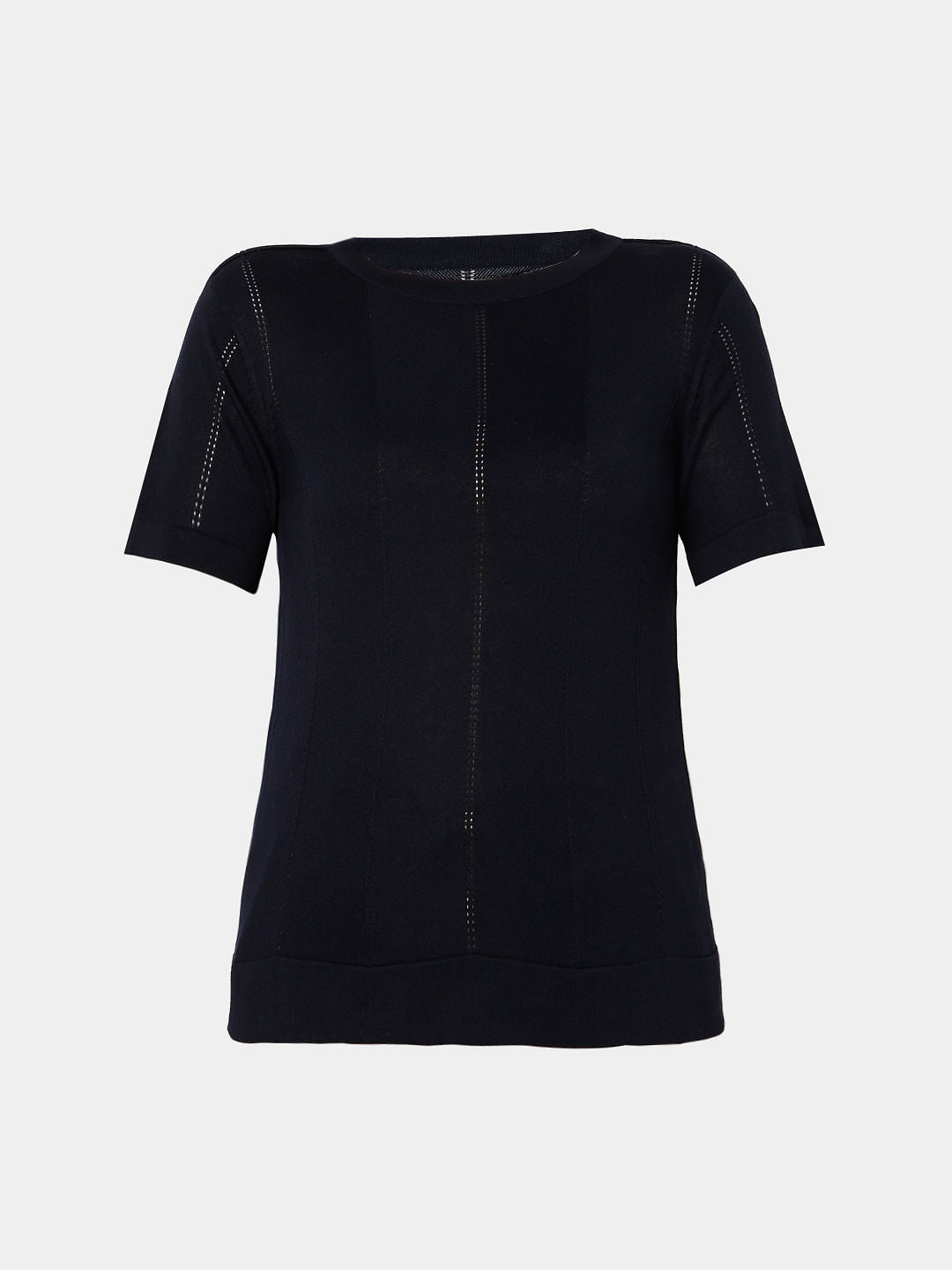 Navy Blue Textured Knit Top