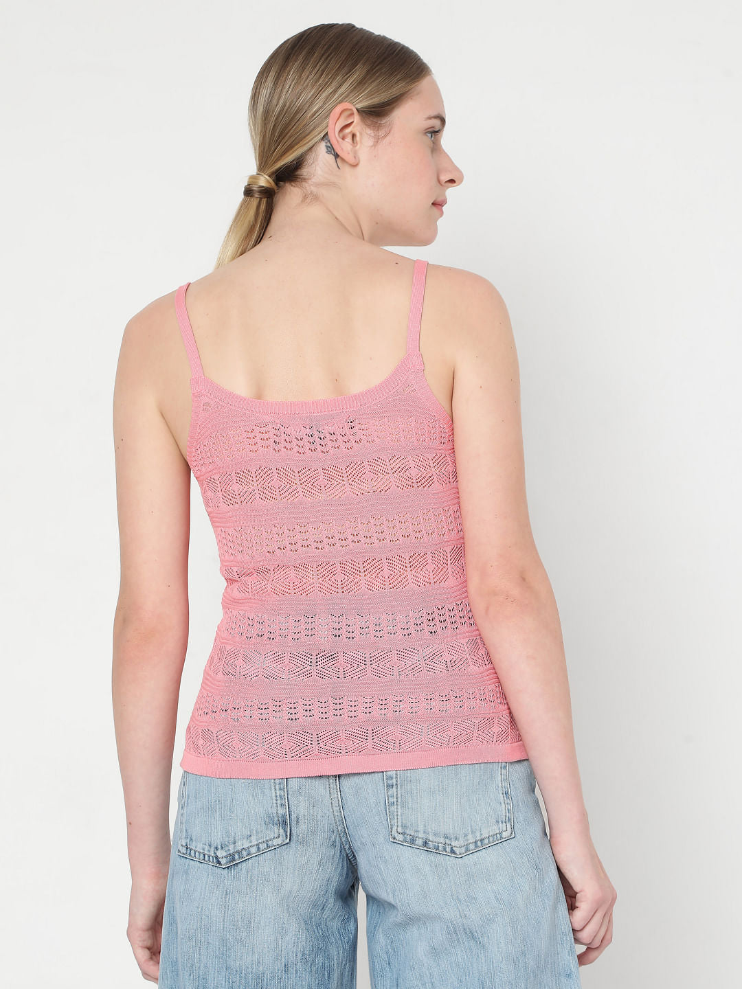 Pink Crochet Knit Top