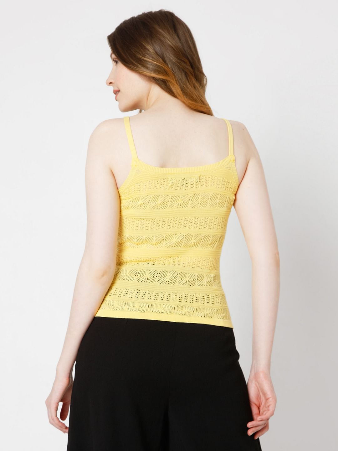 Yellow Crochet Knit Top